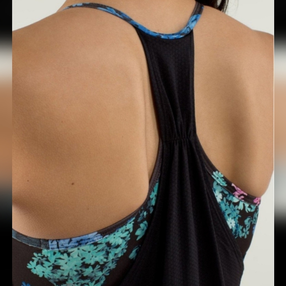 Lululemon No Limits TankBlack / Petal Pop Multi Size 10 - Picture 7 of 9